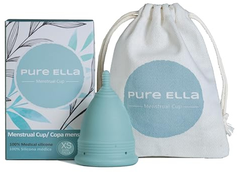Pure Ella Menstruationstasse - Medizinische & BPA-freie Silikon-Periodentasse - 12 Stunden tragen - Umweltfreundlich & Hypoallergen Damenhygiene - Größen XS, S, L (XS)