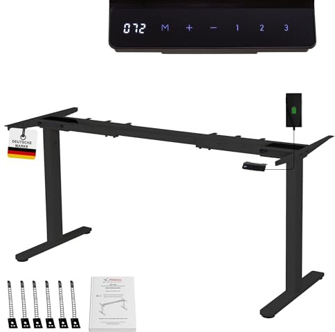 ALBATROS höhenverstellbares Schreibtisch Tischgestell elektrisch | Lift S5 Schwarz | Gestell, Tischbeine, Tischfüße aus Metall | Display | 120Kg belastbar | Für extra breite 2m Tischplatten