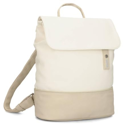 Zwei Damen City-Rucksack Jana JR13 Damenrucksack 7 Liter, sportlich-eleganter Look bicolor, DIN-A4 Größe, weiches Kunstleder, Rückenpolsterung, Hauptfach mit Reißverschluss (nubuk-linen)
