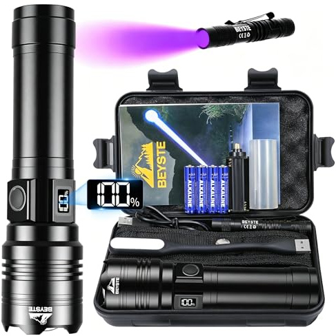 BEYSTE Taschenlampe LED Aufladbar 500,000 Lumen, 1520M Weitschuss-LED Taschenlampe Extrem Hell, Sehr Helle Taktische Taschenlampe Aufladbar USB C, Starke Taschenlampen Wasserdicht For Outdoor NotfäLle