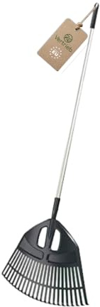 R.G. Gartenrechen Fächerbesen mit Alustiel 195cm – Laubrechen Laubbesen Harke mit 23 Zinken & 49,5cm Arbeitsbreite – Landschaftsbesen Laubfeger (Anthrazit)