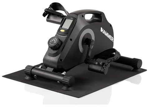 HAMMER Pedaltrainer Set Magnet - standfest, leise & mobil inkl. Anti-Rutsch-Matte & Befestigungsband – Heimtrainer Beintrainer für Senioren Mini Bike Trainingscomputer 8 Widerstandsstufen
