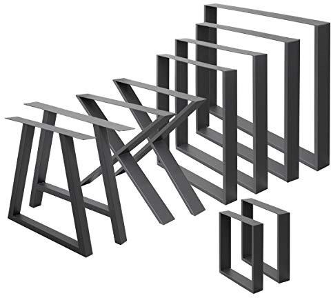 ECD Germany 2er Set Tischbeine aus Vierkantprofilen 60x72 cm Anthrazit, pulverbeschichtete Stahl, Industriedesign, Metall Tischkufen Tischuntergestell Tischgestell Möbelfüße für Esstisch Schreibtisch