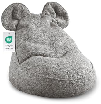 Gutekissen® Kinder Sitzsack „Miki“ mit Ohren – Bequemer Montessori Sitzkissen, extra weich und gemütlich fürs Kinderzimmer und Spielzimmer, ideal zum Lesen, Spielen und Entspannen (Grau, 68x68x50 cm)