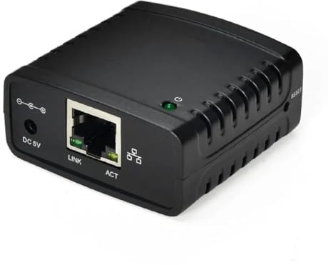Kueohse USB 2.0 LRP Printserver Share A LAN Ethernet Netzwerkdrucker Netzteil USB HUB 100Mbps Printserver EU Stecker