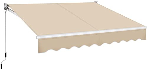 Yaheetech Einziehbare Markise Gelenkarmmarkise mit Handkurbel 250x200 cm | Sonnenmarkise Winkel Längeinstellung(5-35°), Sonnenschutz inkl. Wandhalterung für Terrasse Balkon, Beige