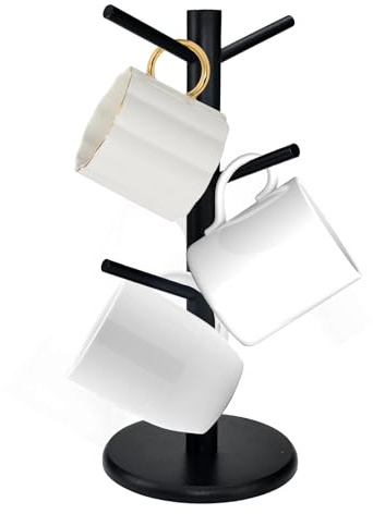 KYYGKY Tassenhalter Stehend Kaffeebecher Baum Tassen Regal Bambus Becherbaum Tassenregal Hängend Tassenständer Schwarz Brezelständer Baumbecherhalter für Kaffeetassen Becher Küchentheke Tabletop