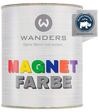 Wanders24 Magnetfarbe (1 Liter, Dunkelgrau) haftstarke Magnetfarbe grau - Magnet Wandfarbe wasserbasiert - Magnetische Farbe - Magnet Tafel - Made in Germany