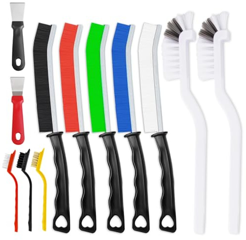 Fugenreinigungsbürste mit Harten Borsten, 12PCS Multifunktionale Spaltreinigungsbürste Set, Reinigungsbürste Schmal, Eckenreinigungsbürste für den Hausgebrauch, Küche, Bad, Toilette, Fensterschiene