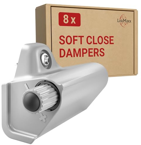 LouMaxx Softclose Türdämpfer 8er Set Möbeltürdämpfer grau – Schranktür Dämpfer – Soft close Türdämpfer Schrank zum Softclose nachrüsten von Schranktüren
