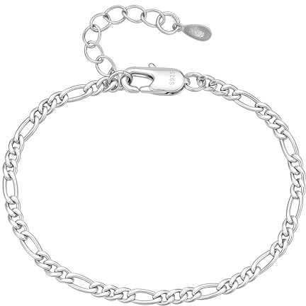 DORANA Armband Silber 925 Damen Figaro Kettenarmband für Frauen Fade-Proof Figaro Armbänder Geschenk für Sie,5mm dick