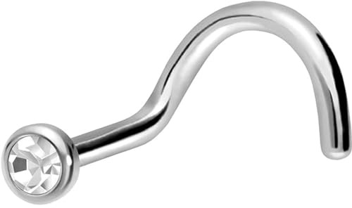 PIERCINGLINE Nasenpiercing | TITAN | FLACHE KRISTALL DISC | Piercing Nase Stecker Spirale | STERILISIERT