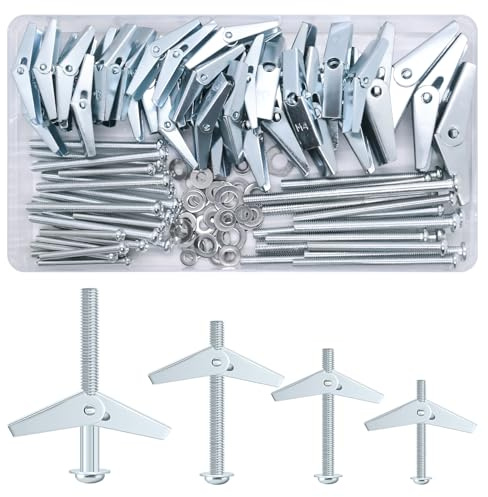 Samulee 132 Stück Kippdübel, M3/M4/M5/M6 Hohlraumdübel mit Rundkopf Kippschraube und Unterlegscheibe, Trockenbau Dübel, Kippdübel für Gipskarton, Hohlraumwände, Rigipsdübel, Trockenbau, Faserplatten
