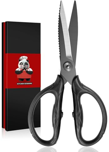SHAN ZU Küchenschere Robust, Japanische Schere Küche aus 5Cr15MoV Edelstahl, 21 cm Scharfe Haushaltsschere für Geflügel/Kräuter/Hühnchen mit Geschenkbox, Spülmaschinenfeste, Schwarz Titanbeschichtet