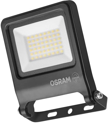 Osram ENDURA FLOOD PC 30W LED-Fluter, 3000K warmweiß, 3000 Lumen, IP65 Flutlicht umweltfreundlich, 110° Lichtwinkel, 100 lm/W, Grau