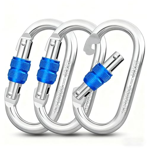 Vipuikos Karabinerhaken Groß, Schwerlast Karabiner mit Schraubverschluss | O-förmige 25 kN Schraubkarabiner aus Stahl, Durchmesser 10mm, 11 x 6 cm für Hängematte, Camping, Schaukel, Wandern