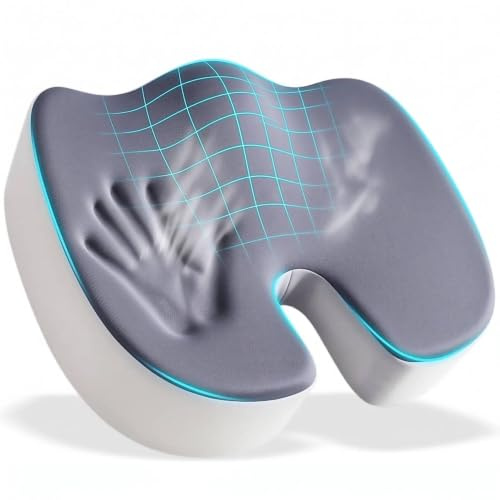 Sitzkissen Orthopädisch, Ergonomisches Sitzkissen, Steißbeinkissen (Grau) | Ergonomisch, Gleichmäßige Druckverteilung, Steißbeinentlastung, Für Büros, Autos, Stühle, Rollstühle