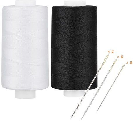 Simthread Nähgarn Quiltgarn Erschwingliches Allzweckgarn Weiß und Schwarz - 400 Yards/Spule, Polyester 100%
