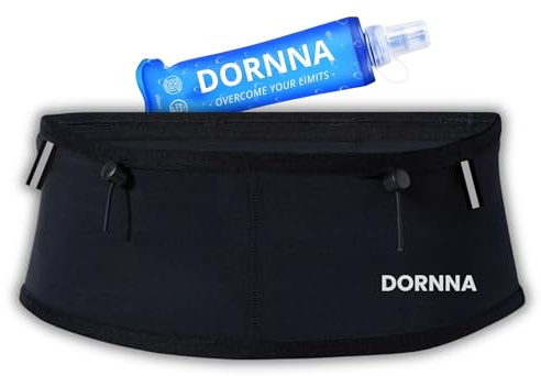 DORNNA Skinny W1 - Laufgürtel mit Trinkflasche 250ml, Startnummerngurt, Trinkgürtel für Männer und Frauen, Running Belt. (M-L)