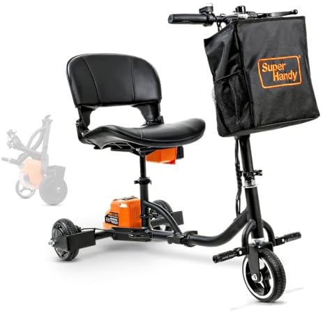 SuperHandy 3 Räder faltbar E-Mobilität, ultraleicht, kompakt, faltbar, große Reichweite, mit abnehmbaren 48 V Batterie bei einer maximalen Belastung von 125 kg, Tasche enthalten
