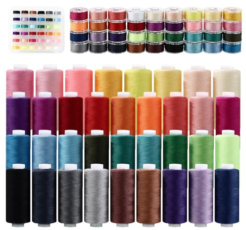 HAOYULUO, 72 Stück, 400 Meter Polyester Nähgarn mit 36 Farben und 36 Qualitätsfäden pro Spule, Mischfarben für Overlockmaschinen