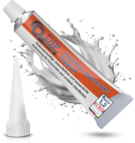 DIP-Tools Premium Universal Dichtmasse wasserdicht - Haftstarker Wasserstop, Flüssigkunststoff Abdichtung ideal für Regenrinne, Terrasse, KFZ etc. (80g)