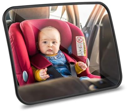 AiQInu Autospiegel für den Rücksitz, Bruchsicherer Rücksitzspiegel, Spiegel Auto schwenkbar für Kindersitz und Babyschale - Schwarz