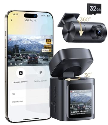 Baseus VD1 Pro Dashcam Auto Vorne Hinten 4K+1080P, Solar-Dashcam mit 14-Tägiger Batterie-Standby-Parkmodus, Dash Camera Auto mit Akku, STARVIS Nachtsicht, 5GHz WLAN, GPS, 32GB Karte