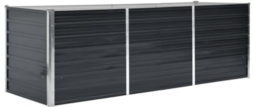vidaXL Hochbeet aus verzinktem Stahl 240x80x77 cm, Anthrazit, offenem Boden, wetterfest, DIY Pflanzkasten für Blumen und Gemüse, Garten oder Rasen