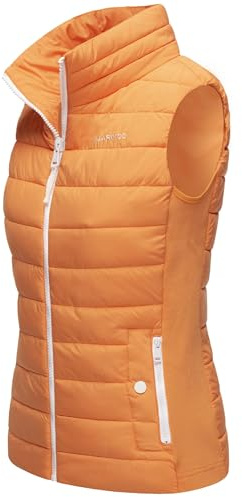 MARIKOO leicht gefütterte Damen Steppweste Übergangsjacke mit elastischen Rippbündchen an der Seite und hohem Kragen Reimii XS-3XL