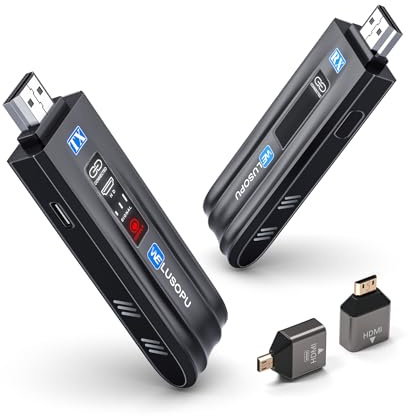 WELUSOPU Wireless HDMI Sender und Empfänger mit Smart LED Display, 4K Decoding & 1080P@60Hz, 50m HDMI Funkübertragung Set 5GHz Plug & Play Extender für Laptop, PC, Camcorder auf TV, Beamer, Monitor