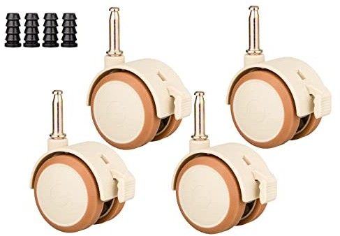 4 Lenkrollen für Kinderbetten Doppelrollen Mit Hülse Stift Räder Mit Bremse Gummirollen Sicherheits-doppelrollen Kein Geräusch Lenkrollen Robust Langlebig Lenkrollen 47 MM Möbelrollen für Kindermöbel