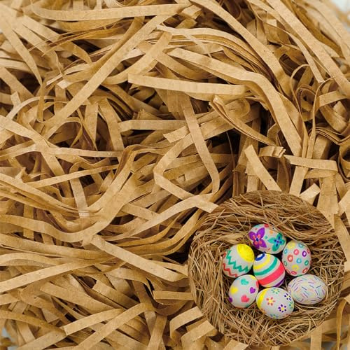 Füllmaterial Geschenk,Darryy 200g Ostergras Papier,Geschreddertes Seidenpapier Grün,Ostergras Dekogras,Füllmaterial Osterkorb,für Geschenkbox (Kamel)