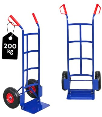 PROREGAL Sackkarre Odin | 200kg | Vollgummireifen | HxBxT 115x54x44cm | PU Bereifung | Stahlrahmen | Blau | Transportkarre Staplerkarre klappbar