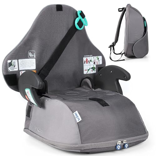 Trunki BoostApak 2-in-1 Kindersitz & Rucksack (ab 6 Jahren) - i-Size Kindersitzerhöhung mit 8-Litern Stauraum, Handgepäck Kinderrucksack & Sitzerhöhung Auto Kinder (126-150 cm) - Grau
