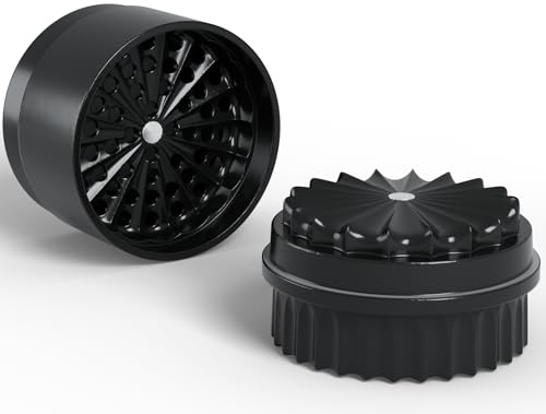 Zahnlose Kräutermühle Ø 63 mm | Nano-Keramik beschichtet für haftfreies Mahlen | 5-teilig mit eingebautem Aufbewahrungsbehälter im Deckel (Black)