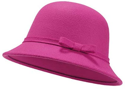 UltraKey Damen Filz Eimer Hut, verstellbare Vintage Bowler Wildleder Wollmütze mit Schleife