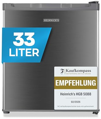 Heinrich´s Mini Gefrierschrank 33L -18°C klein kompakt leise 40db Gefrierbox Wechselbarer Türanschlag Mini Gefrierschrank Perfekt für Büro, Camping, Outdoor