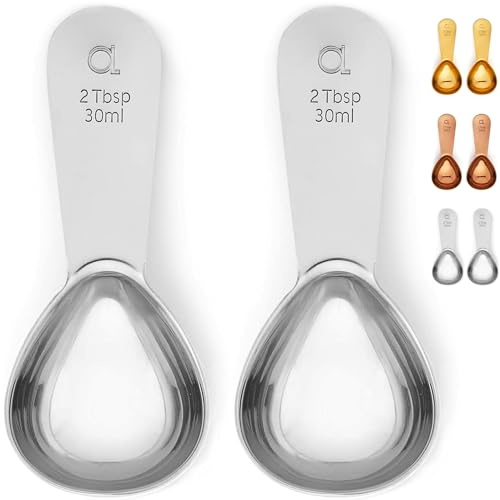 Kaffeelot (2er Set) von Apace – 2 Esslöffel (EL) – Kaffeedosierlöffel aus Edelstahl - Messlöffel für Kaffee, Tee und mehr (Silber, 2)