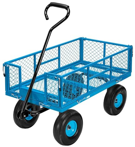 VIVOHOME Bollerwagen für Garten und Camping, Robuster Metall Transportwagen bis 400kg Kapazität mit Abnehmbaren Seiten und Luftreifen Handgriff 180° Drehbar