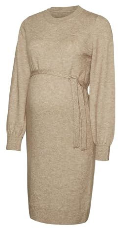 MAMALICIOUS Damen Mlneschale L/S Abk Knit A. Noos Dress, Natural Melange, XL EU