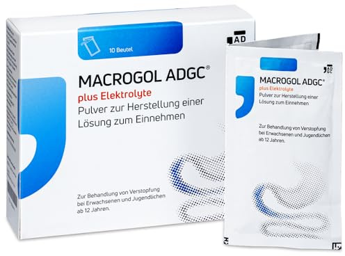Macrogol ADGC plus Elektrolyte - 10 Beutel - Abführmittel gegen Verstopfungen - wirksam und gut verträglich – für Erwachsene und Jugendliche ab 12 Jahren - kein Gewöhnungseffekt – Zitronen Geschmack