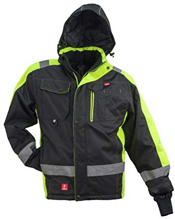 URG Warnjacke Warnschutzjacke Arbeitsjacke Winterjacke Gefüttert Schwarz (GL-8365)