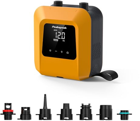 Peakspeak 20PSI Elektrische SUP Pumpe mit Akku - Wiederaufladbar, Intelligente Inflation/Deflation, Automatische Abschaltung für SUP-Boards, Kajak,Flügel,Drachen, Zelt, Matratze