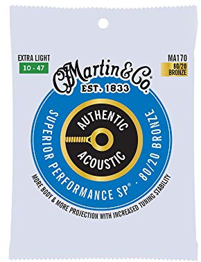MARTIN Cordes Authentic, 41Y18MA170, Extra Light 10-47, 80/20, HT Bronze
