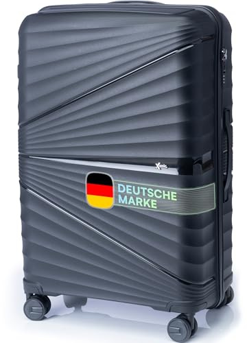 Xonic® Hartschalenkoffer L für 65L - Bruchsicherer Rollkoffer Polypropylen mit 360° Doppelrollen & TSA-Schloss - Reisekoffer Schwarz