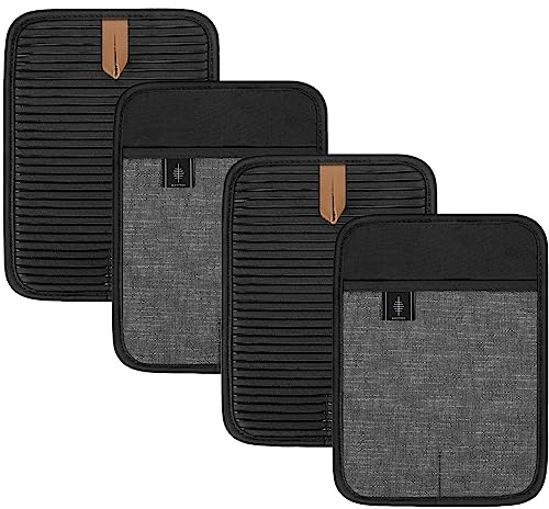 BONTHEE Topflappen Baumwolle Groß 4er Set Anti-rutsch Topflappen zum Kochen Backen Küchenzubehör - Schwarz