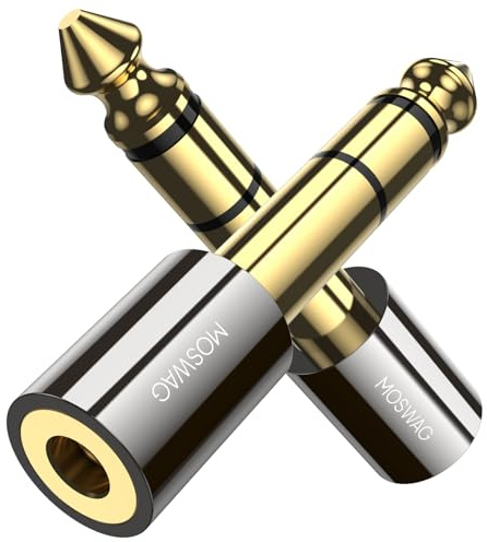 MOSWAG Klinke Adapter, 3.5mm auf 6.35mm 2 Stück, 6,35mm Stecker auf 3,5mm Klinke Buchse Stereo Kopfhörer Adapter für Kopfhörer, Keyboard, Gitarre, Lautsprecher, Klavier, Mixer und mehr