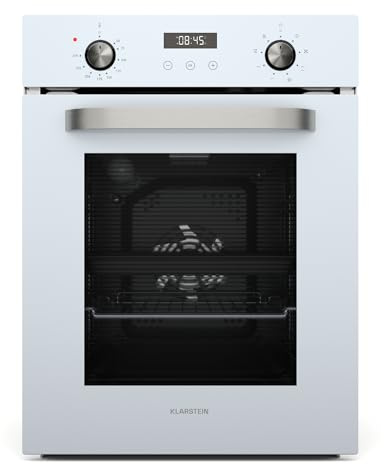 Klarstein SmartSlim Einbaubackofen - 45 cm, 49 L, 9 Funktionen, Dampfreinigung, Abnehmbare Glastür, Energieklasse A, Schwarzes Glas, Digitaler Timer, Backofen Einbaugerät