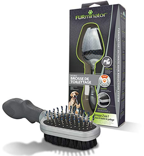 FURminator Doppelbürste für Hunde und Katzen - Fellpflege 2in1-Bürste zur Entfernung von Knoten, losen Haaren und Schmutz
